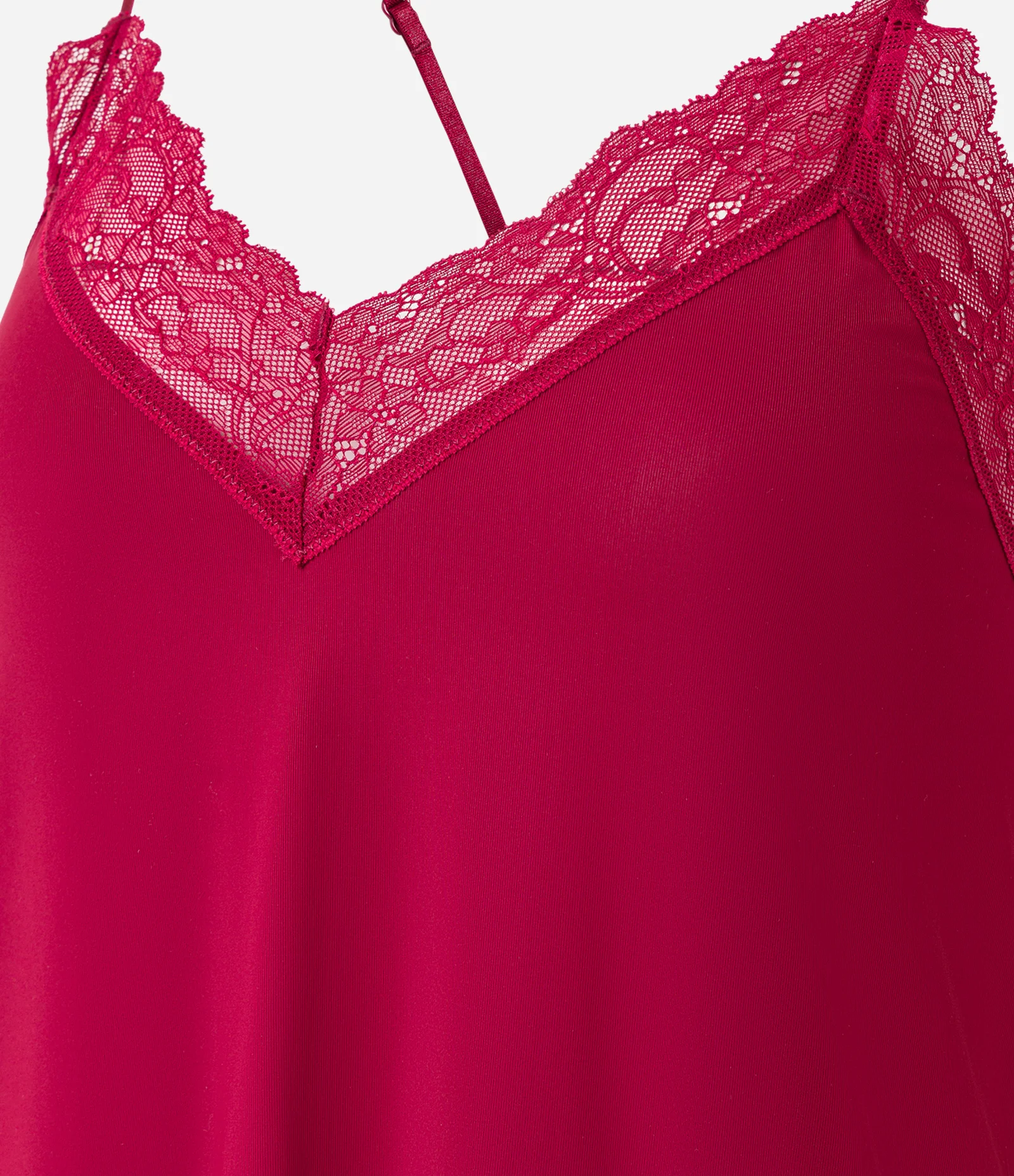 Camisola em Microfibra com Alcinha e Renda no Decote Vermelho 3