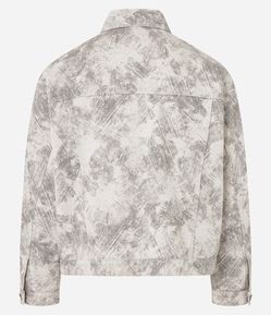 Jaqueta Overboxy em Sarja com Estampa Abstrata