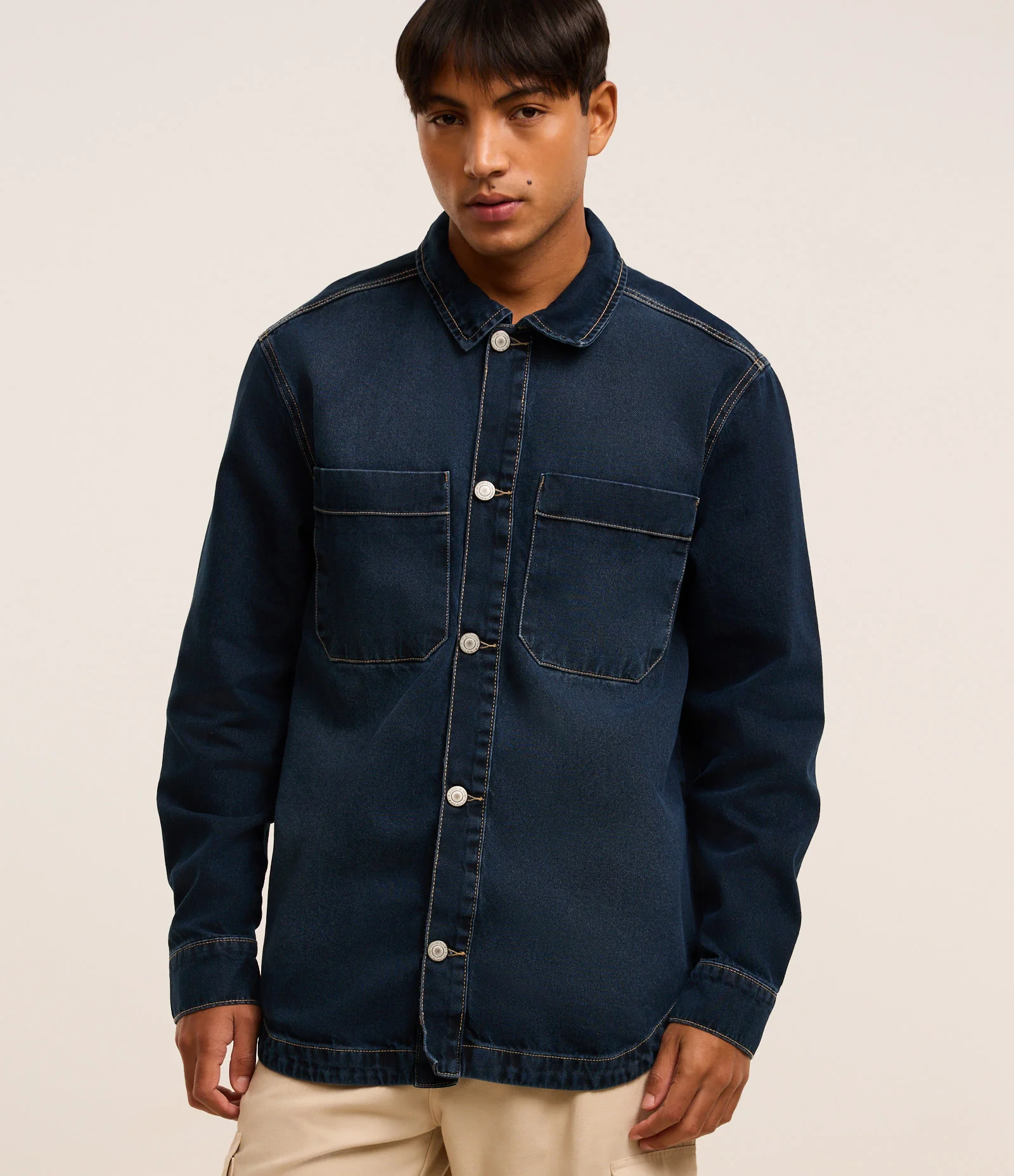 Camisa Oversized em Jeans Azul 1