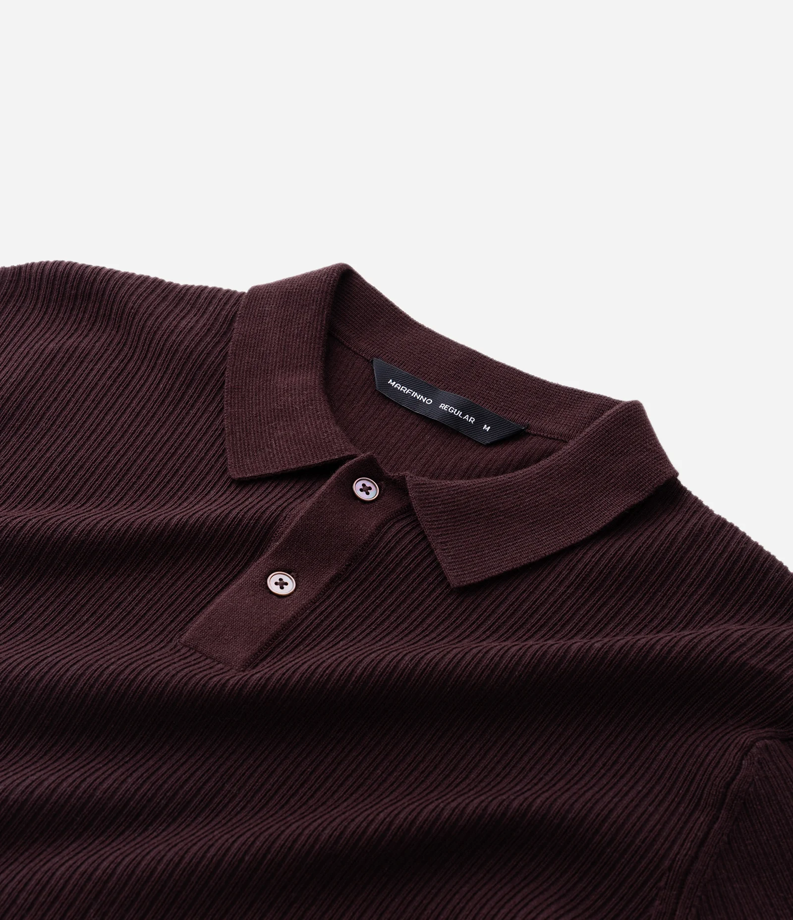 Camisa Polo Manga Curta com Textura Vertical Marrom 6