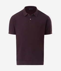 Camisa Polo Manga Curta com Textura Vertical