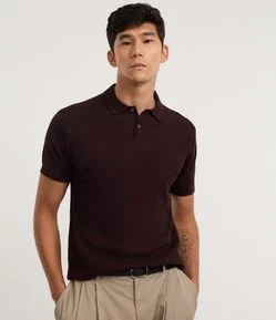Camisa Polo Manga Curta com Textura Vertical