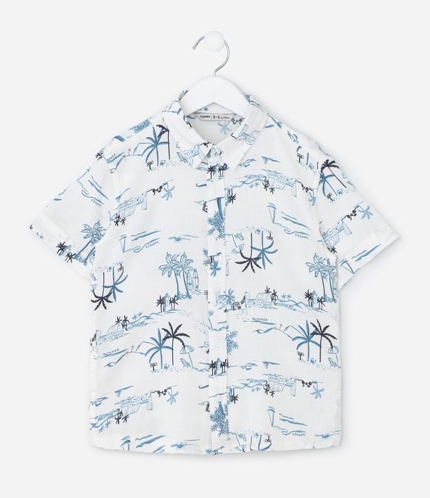 Camisa Infantil com Estampa Coqueiros - Tam 5 a 14 Anos