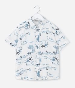 Camisa Infantil com Estampa Coqueiros - Tam 5 a 14 Anos