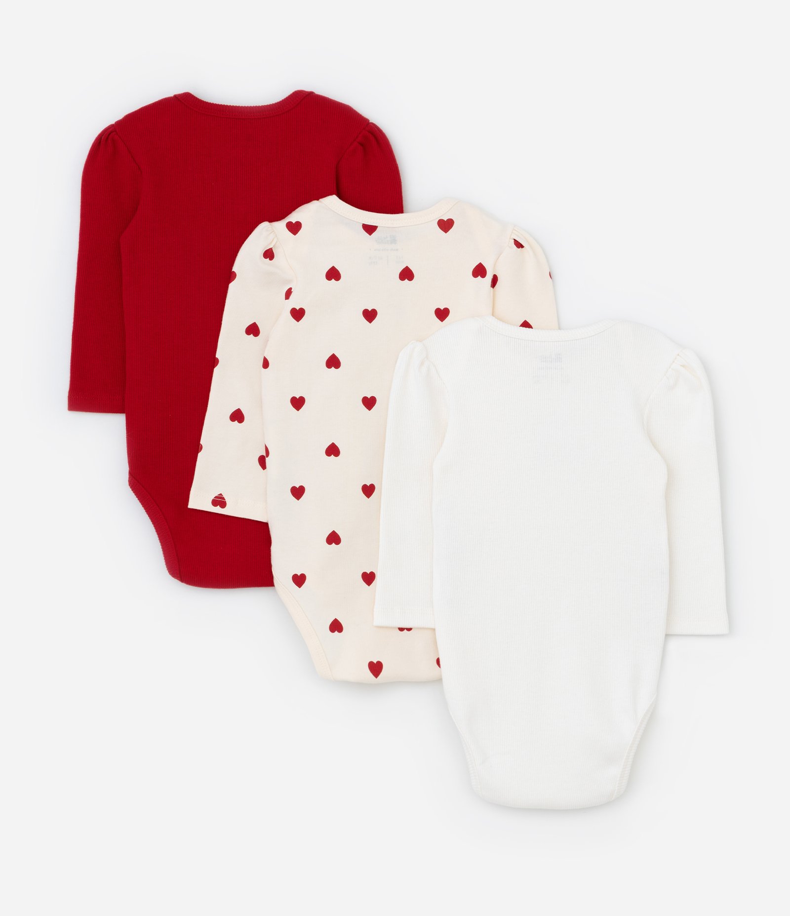 Kit 03 Bodies Infantis com Estampa Cerejinha e Coração - Tam RN a 18 meses Vermelho/Bege/Branco 2