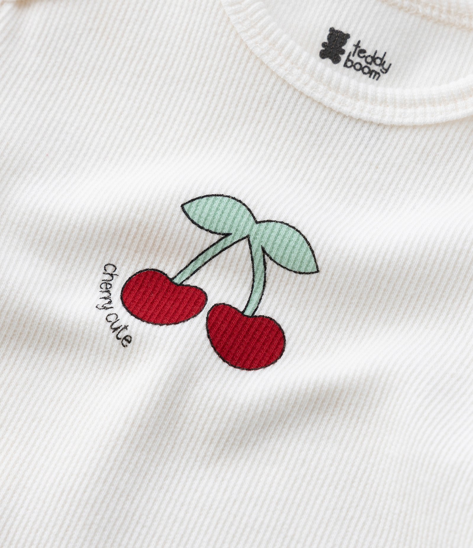Kit 03 Bodies Infantis com Estampa Cerejinha e Coração - Tam RN a 18 meses Vermelho/Bege/Branco 6