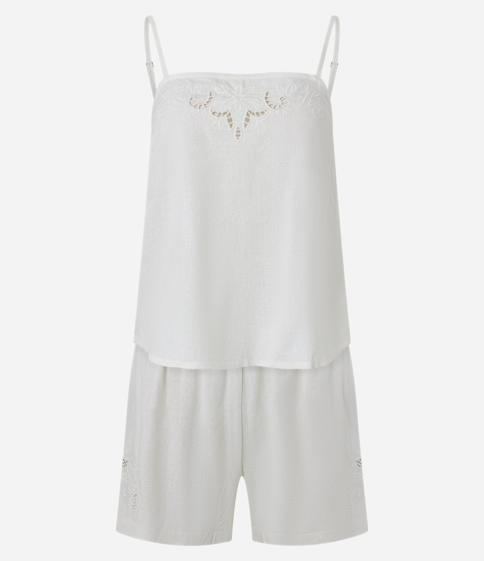 Pijama Short Doll em Viscolinho com Bordado Richelieu Branco 4