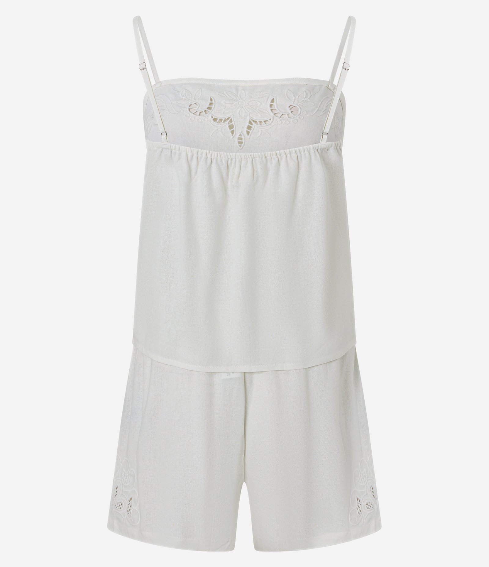 Pijama Short Doll em Viscolinho com Bordado Richelieu Branco 6
