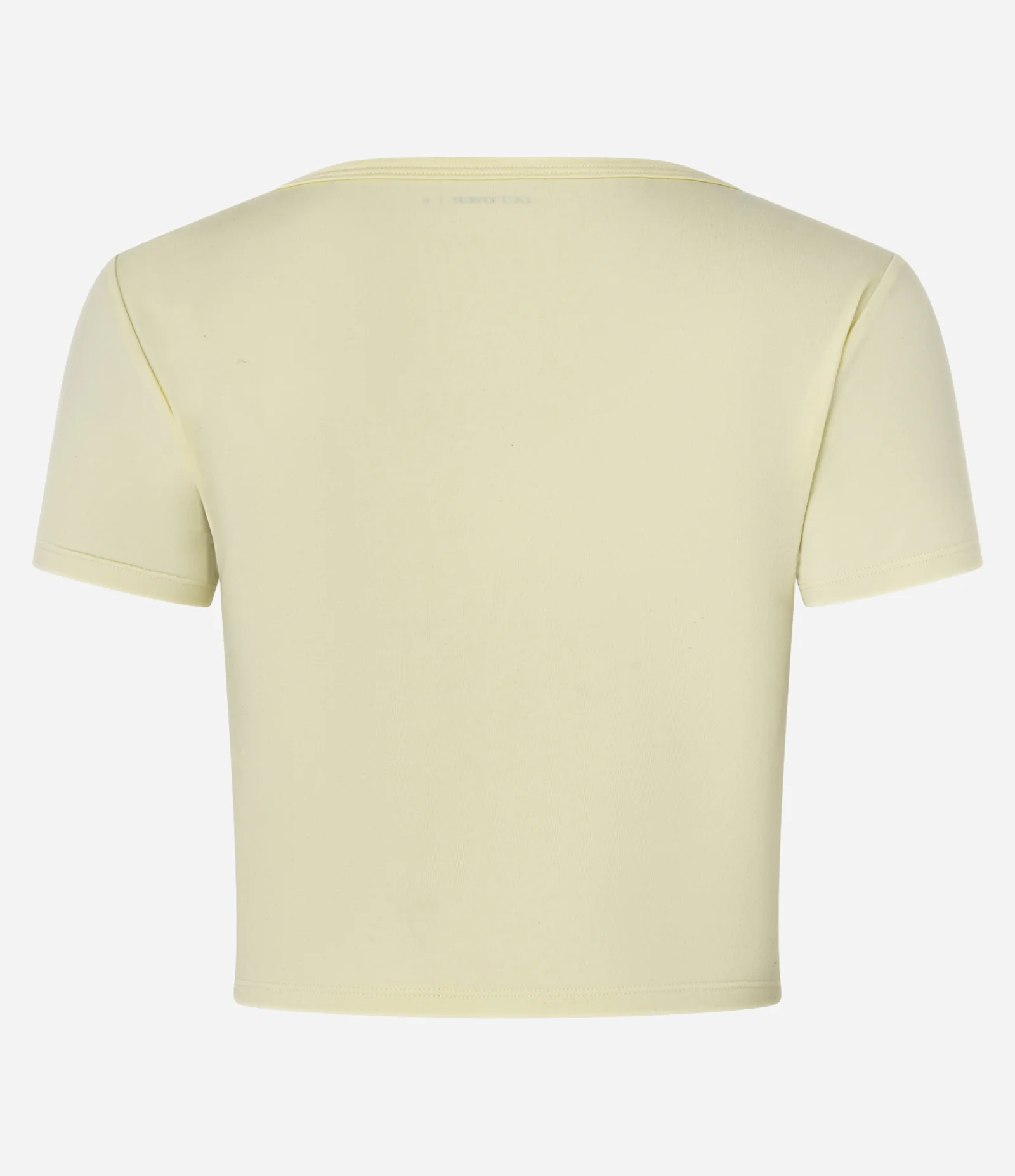Camiseta Cropped Esportiva em Microfibra com Toque Suave Amarelo Manteiga 5