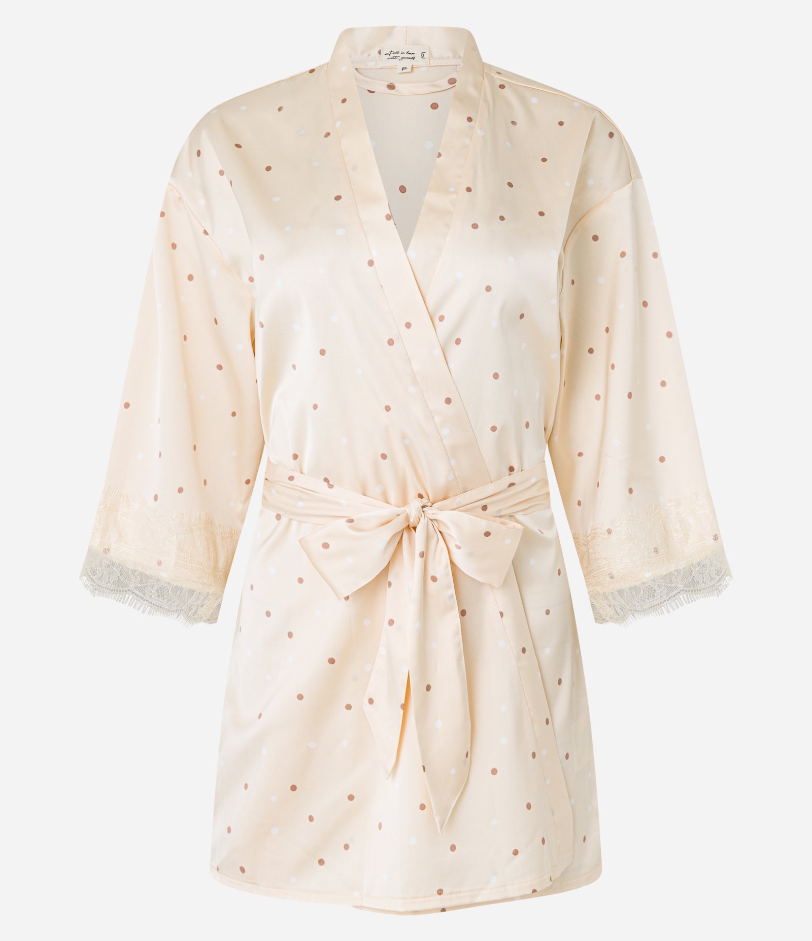 Robe em Cetim Poá com Renda nos Punhos Amarelo 4