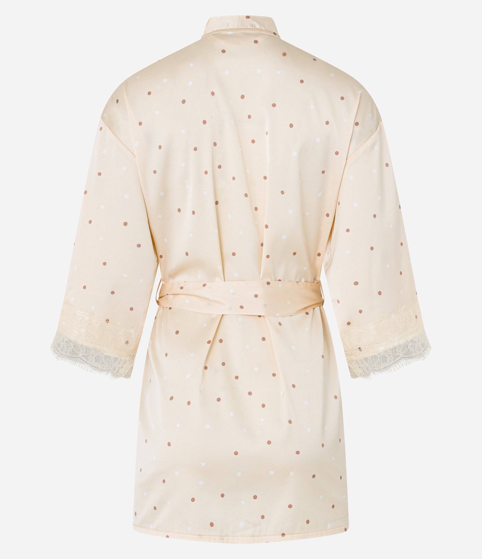 Robe em Cetim Poá com Renda nos Punhos Amarelo 5