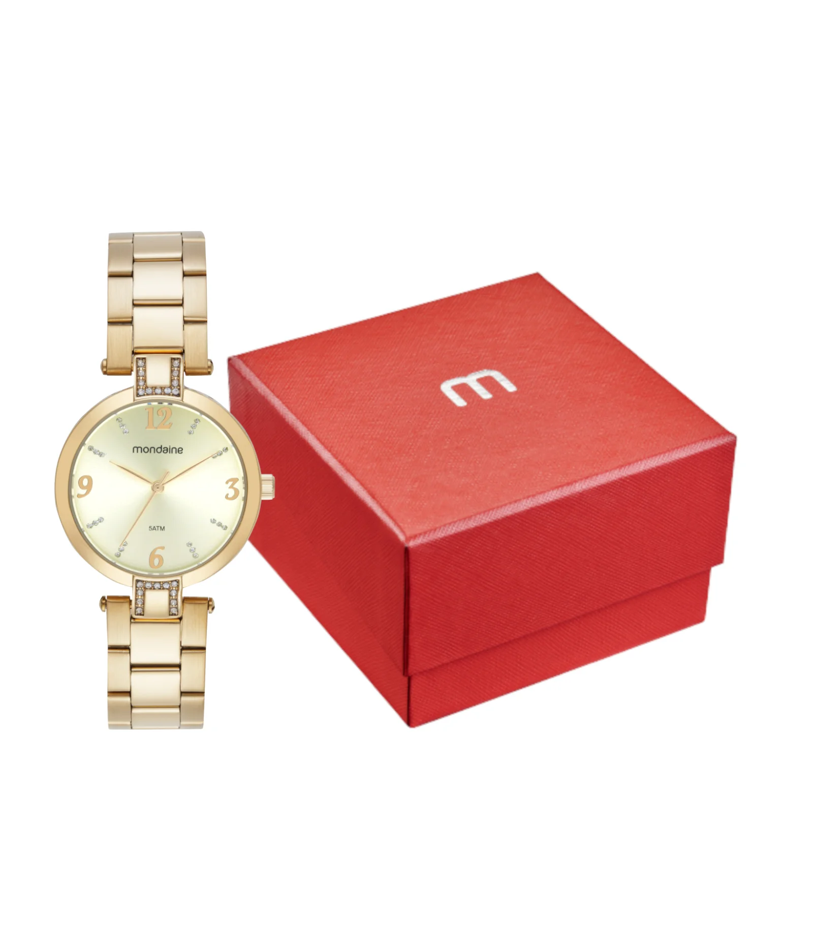 Kit Relógio Analógico Feminino Mondaine Dourado 2