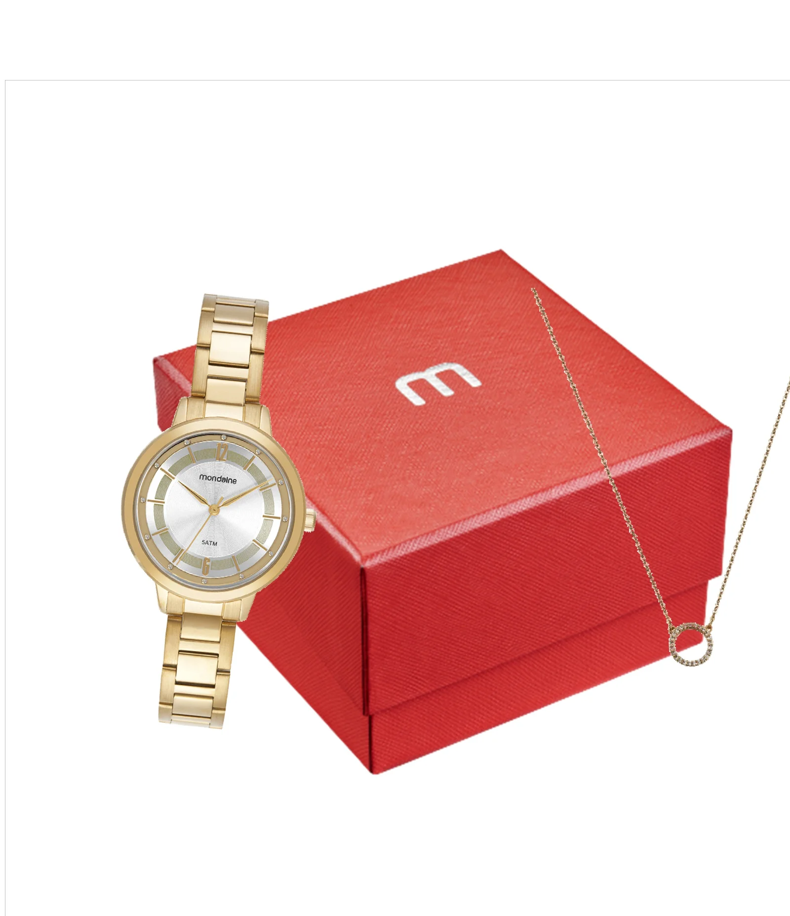 Kit Relógio Analógico Feminino Mondaine Dourado 2