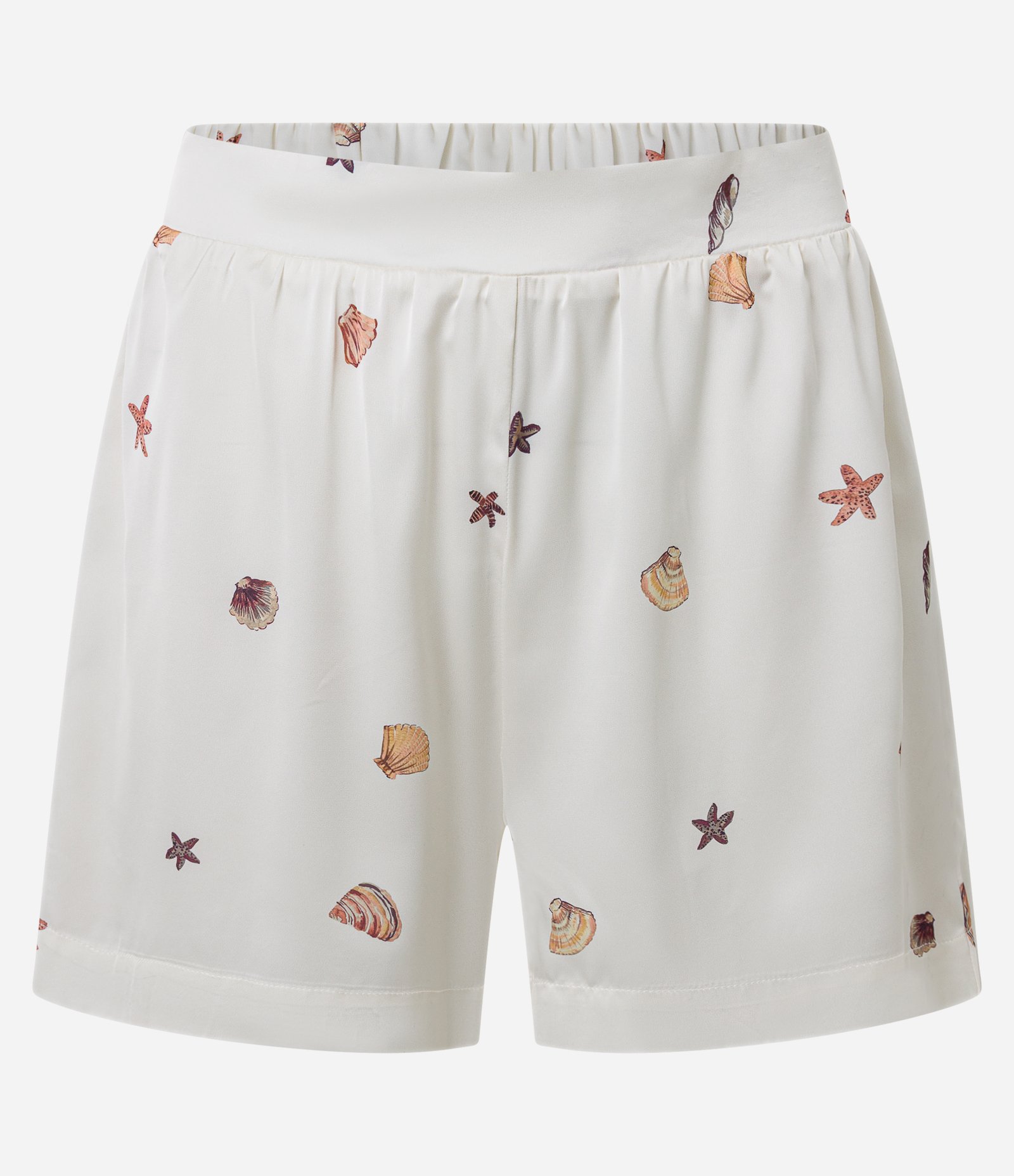 Pijama Short Doll Americano em Cetim com Estampa de Conchinhas Branco 7