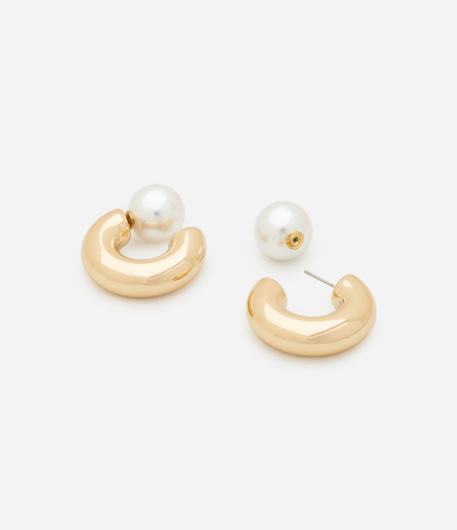 Brinco Argola com Tarraxa de Pérola Artificial Dourado 2