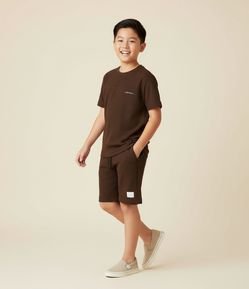 Camiseta Infantil Canelada com Etiqueta Aplicada - Tam 5 a 14 Anos