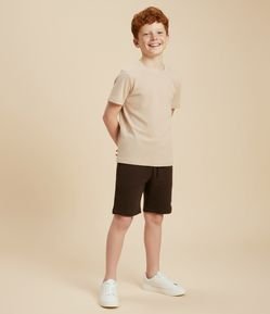 Bermuda Infantil em Moletom Liso com Etiqueta - Tam 5 a 14 Anos