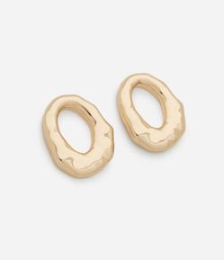 Brinco Botão em Metal com Formato Orgânico