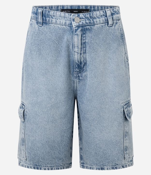 Bermuda Baggy Cargo em Jeans