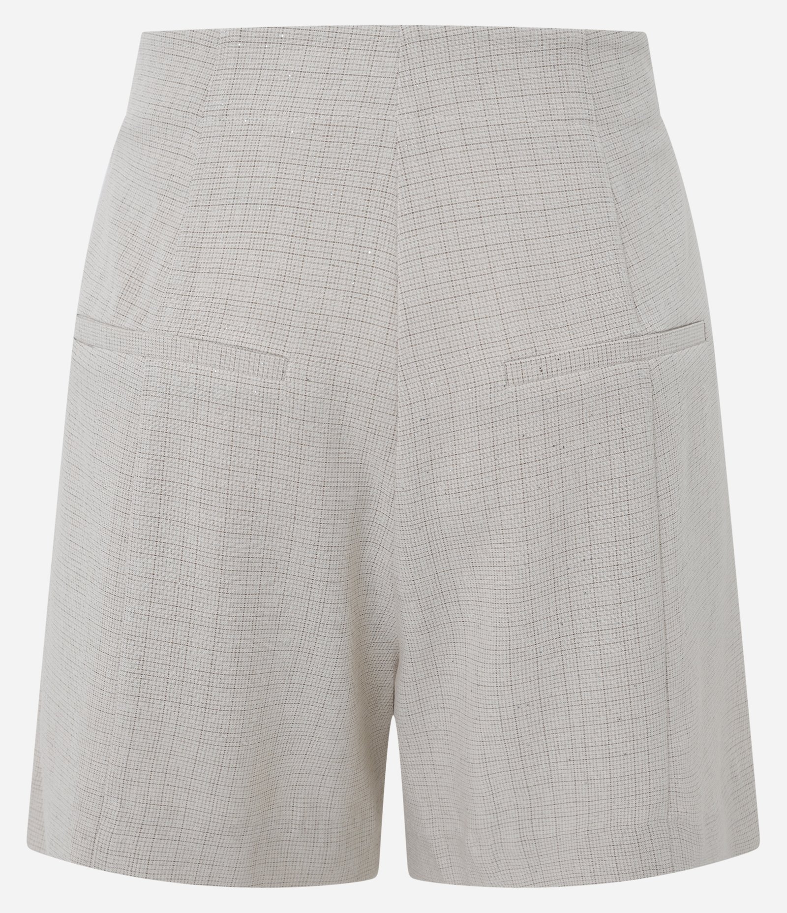 Short  Xadrez Alfaiatado Cintura Alta com Faixas no Cós Bege 7