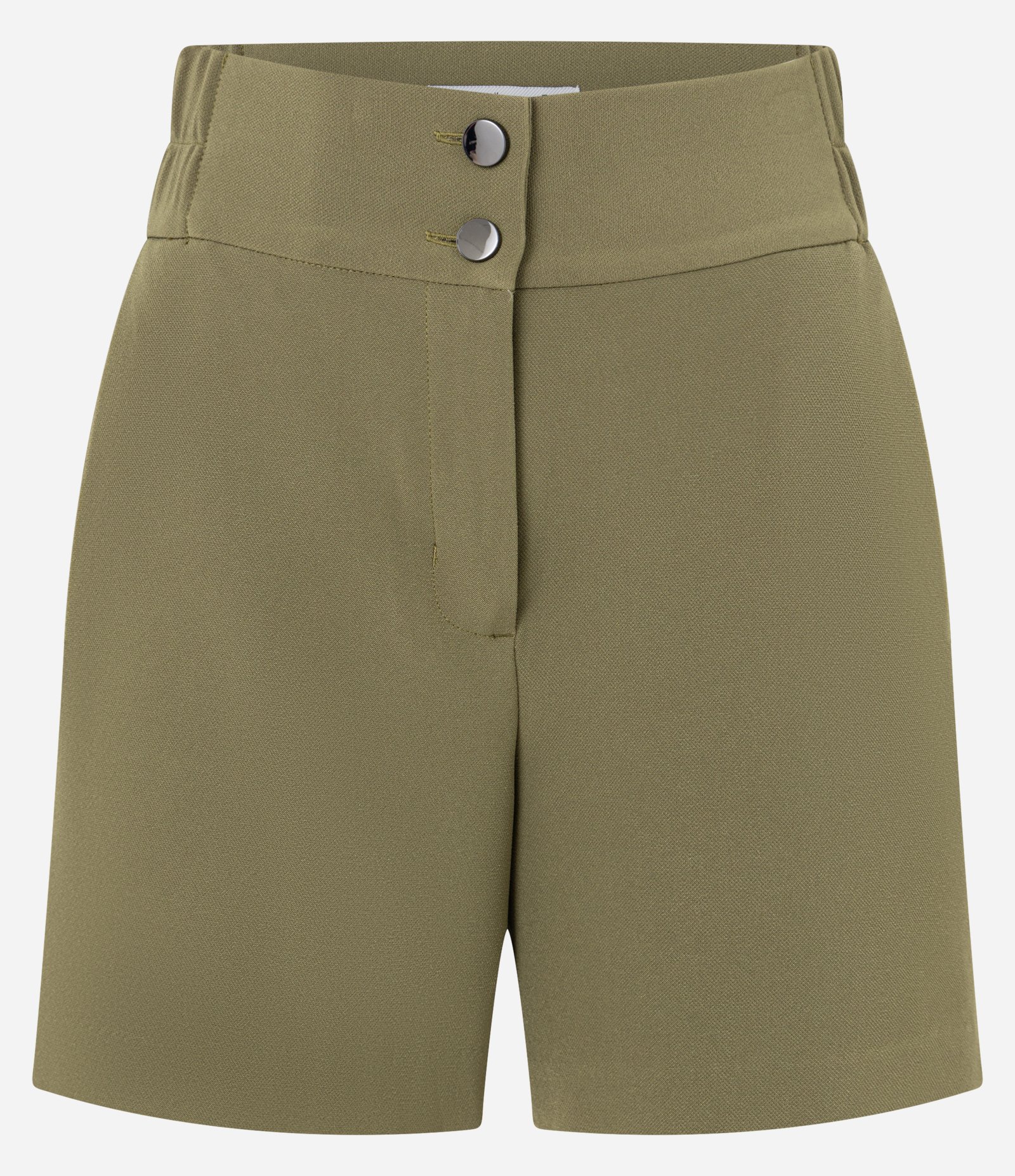 Short Alfaiatado com Cós Elástico e Abotoamento Duplo Verde Oliva 1