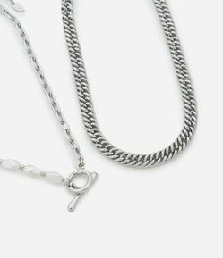 Colar Camadas com Elos e Pérola Artificial