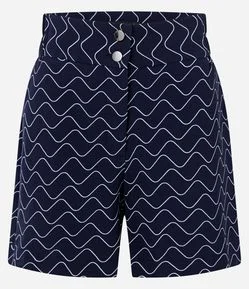 Short Reto em Alfaiataria com Cintura Alta e Estampa Geométrica