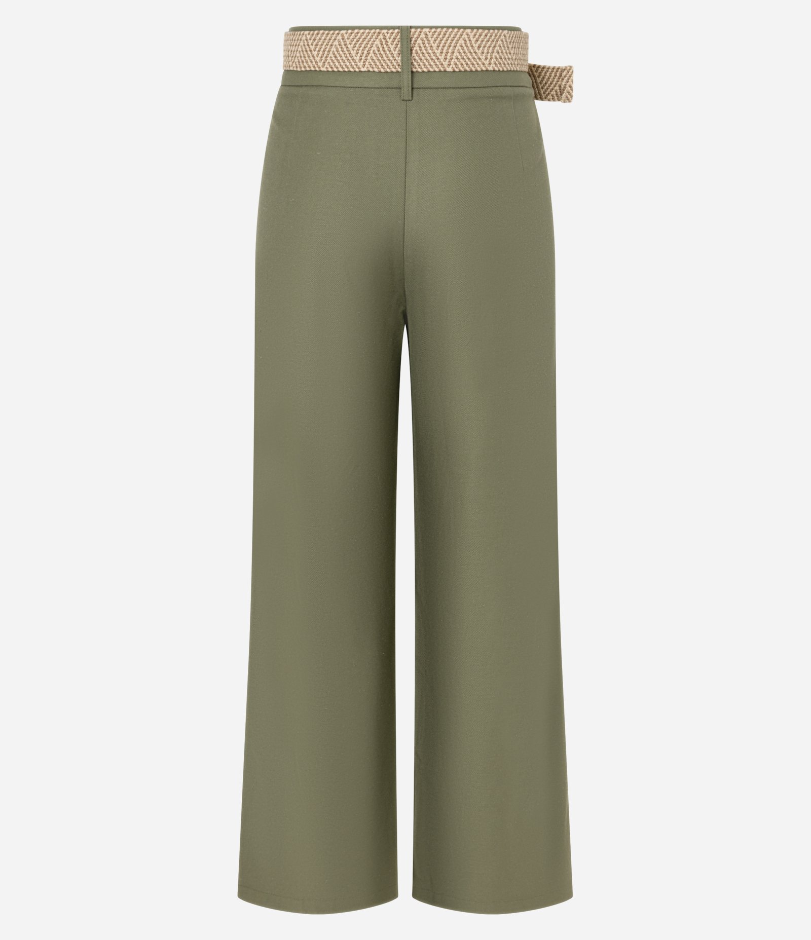 Calça Wide Leg em Viscolinho com Cinto de Ráfia Verde 6