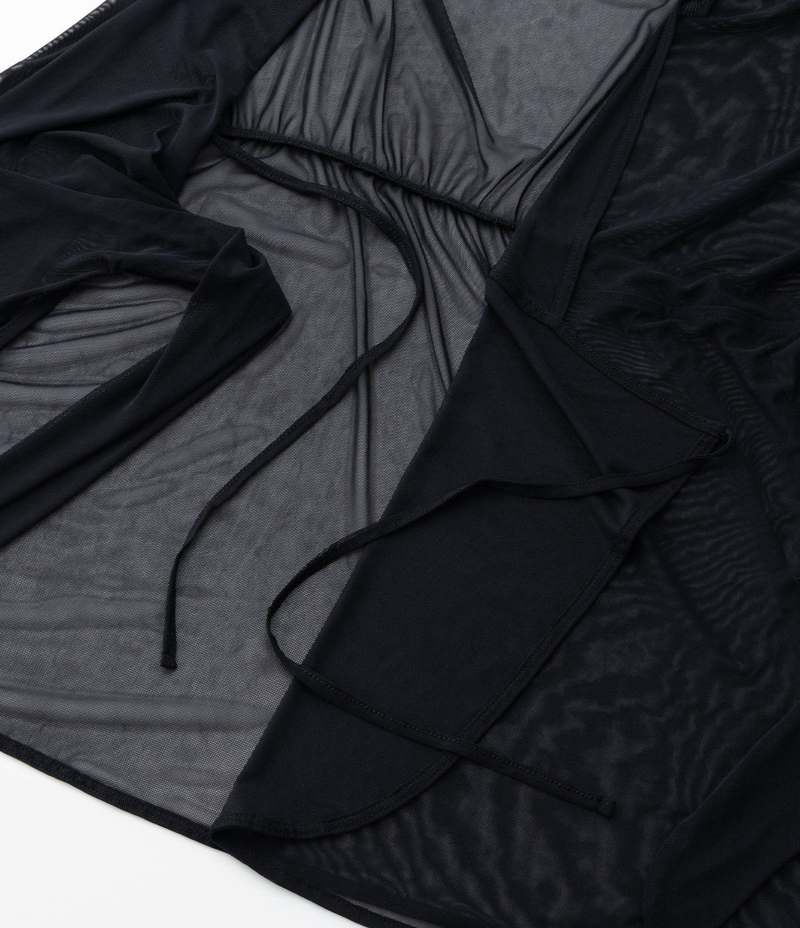 Saída de Praia Vestido Envelope em Tule com Amarração Preto 9