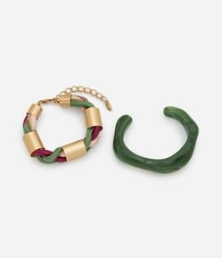 Kit 02 Pulseiras de Cordas e Resina Rígida