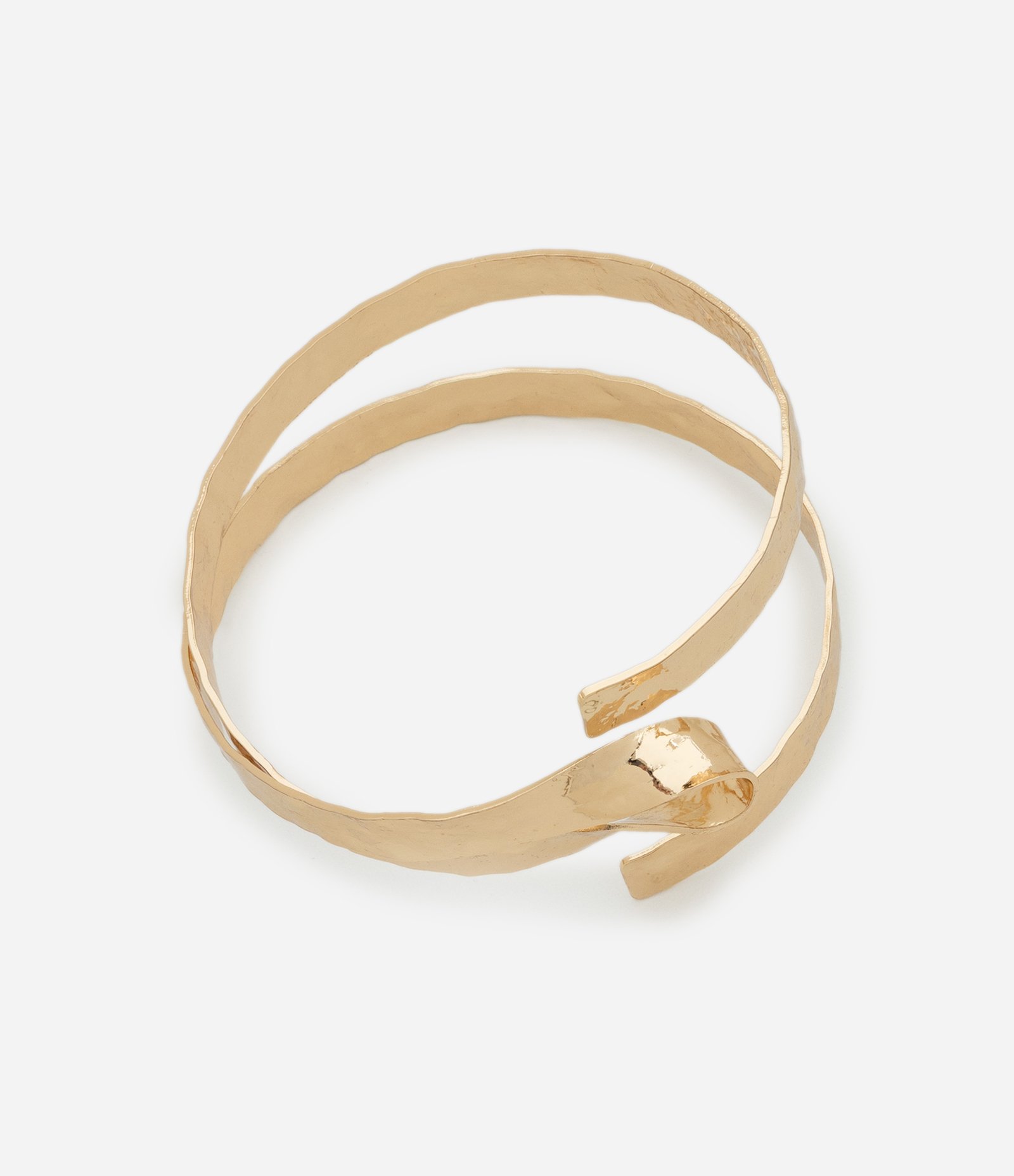 Bracelete em Metal Martelado e Torcido Dourado 1
