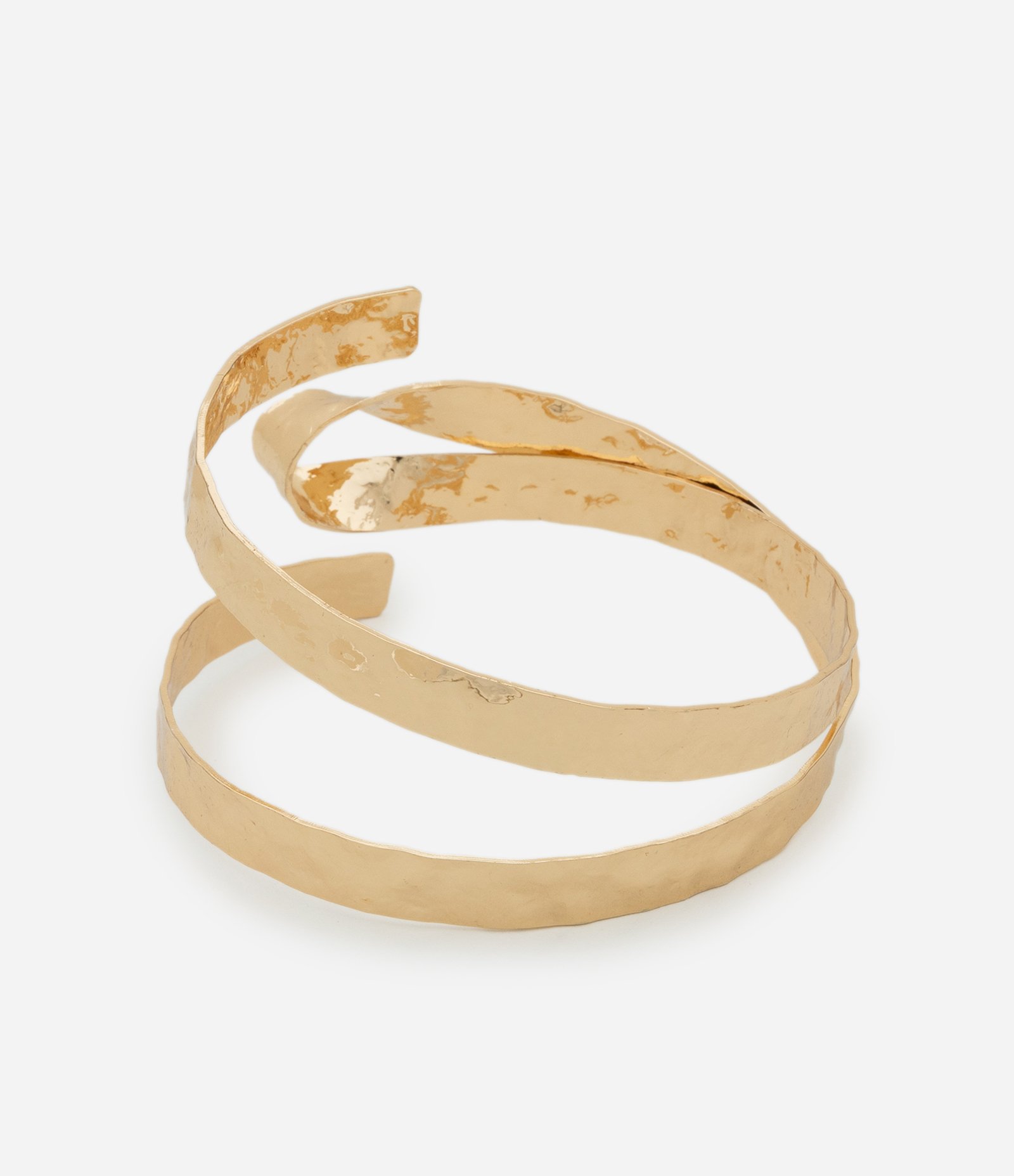 Bracelete em Metal Martelado e Torcido Dourado 2