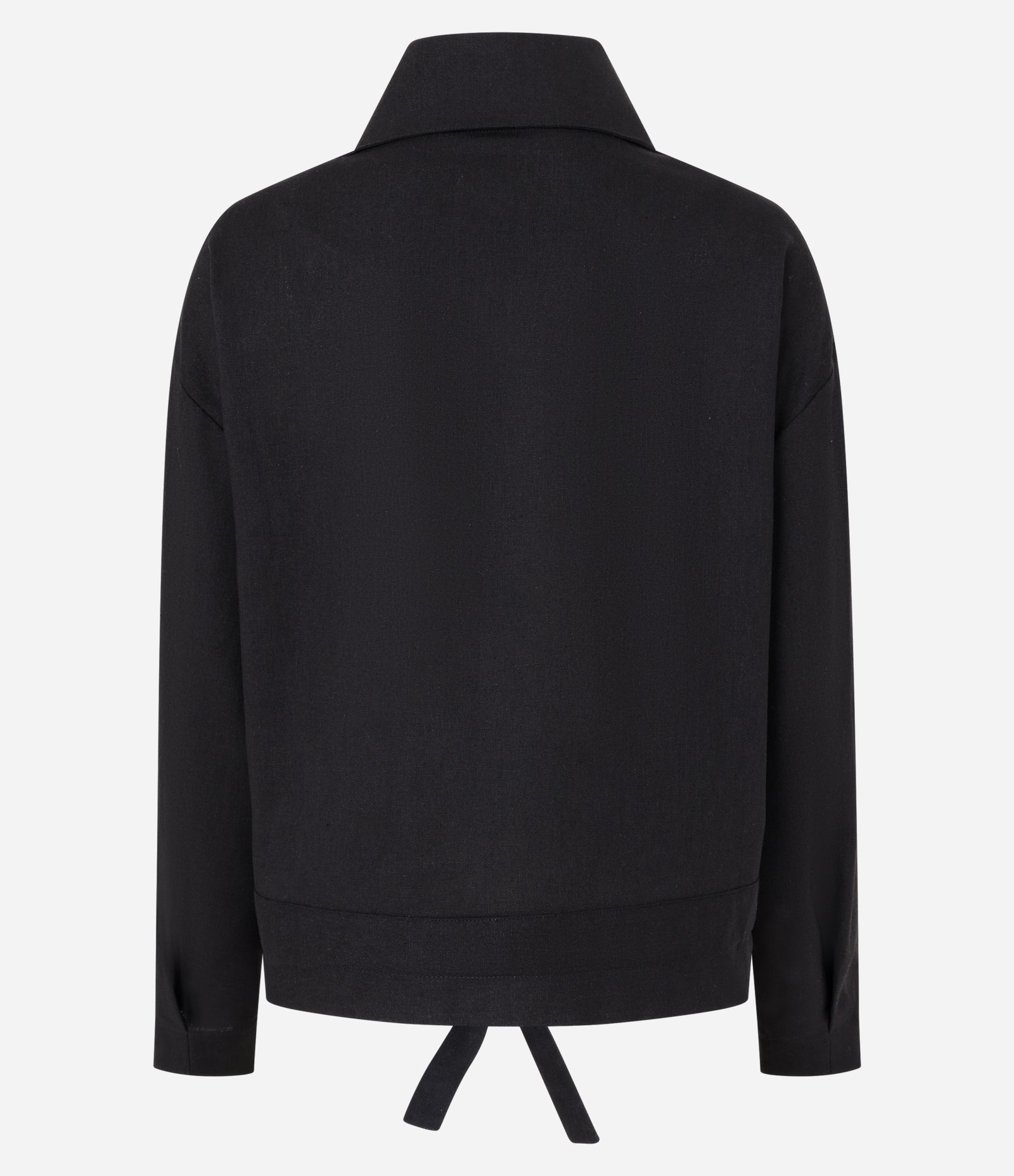 Jaqueta Cropped em Viscose com Amarração na Barra Preto 5