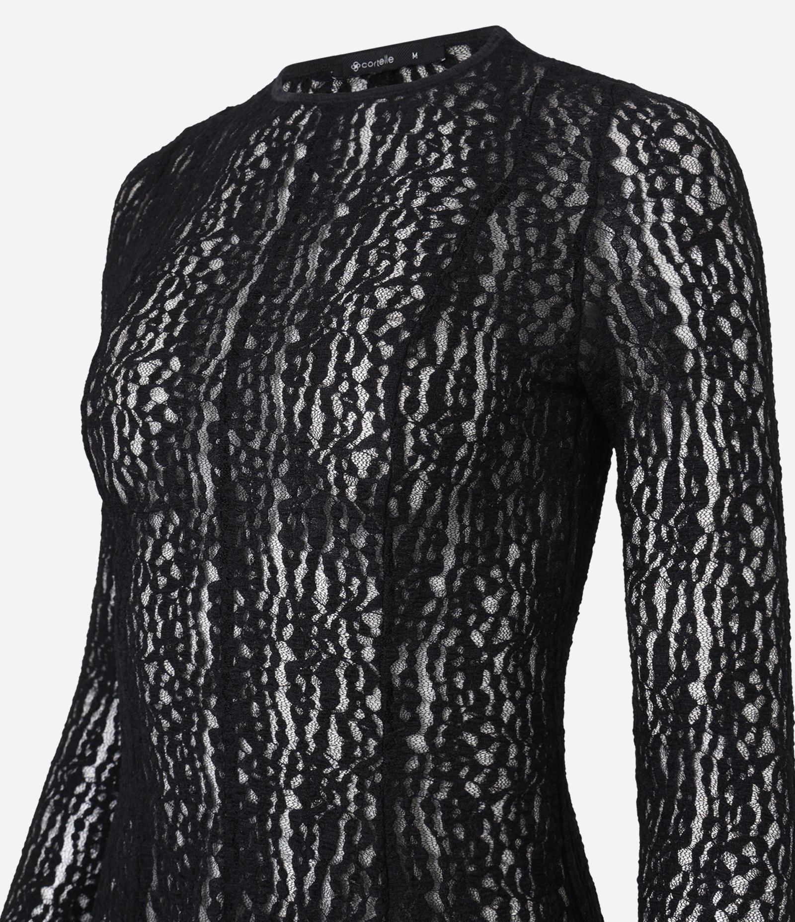 Blusa Peplum em Renda com Frufru no Punho e Barra Preto 6