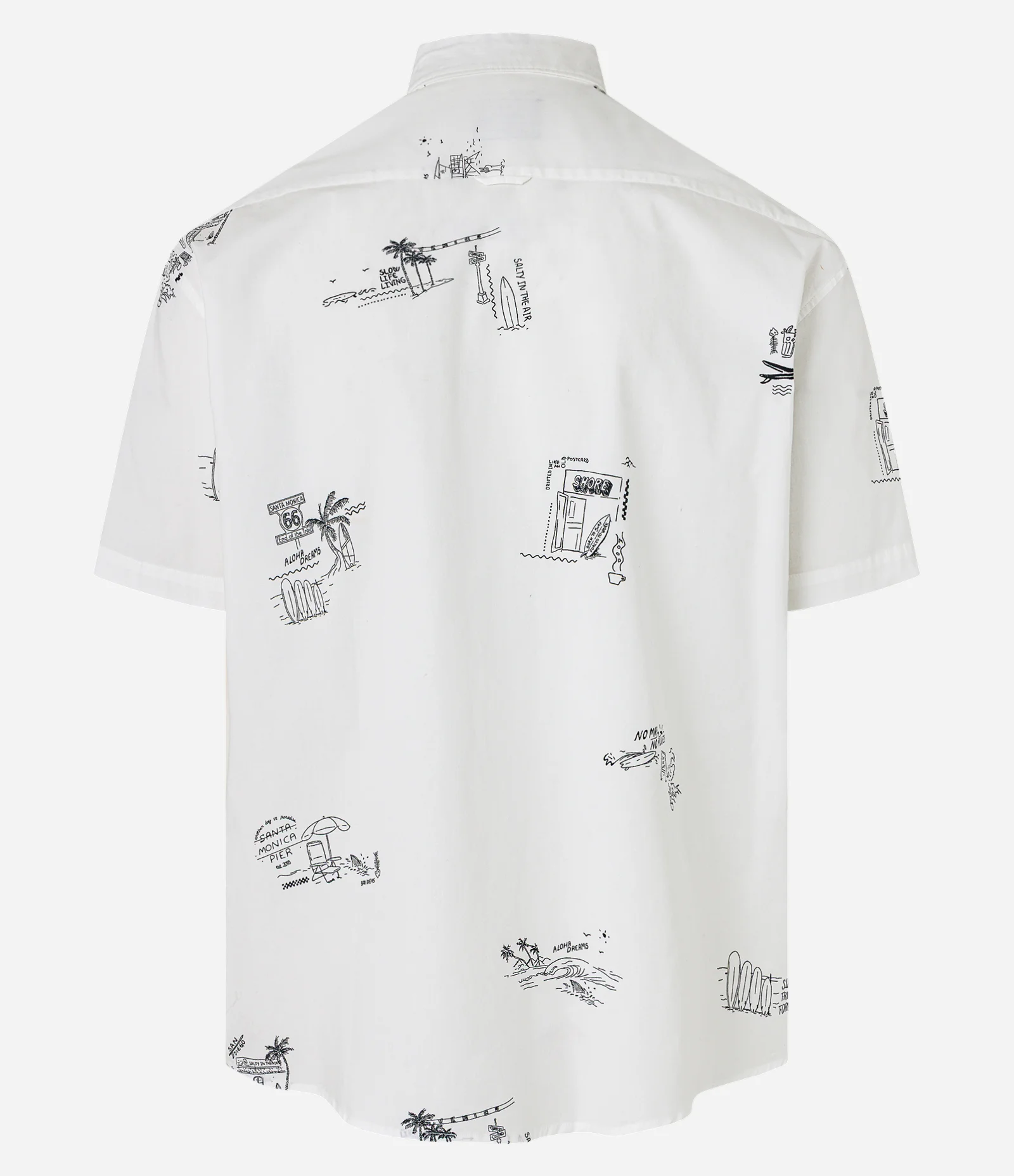 Camisa Relaxed em Tricoline com Estampa Minimalistas de Coqueiros e Ilhas Branco 6