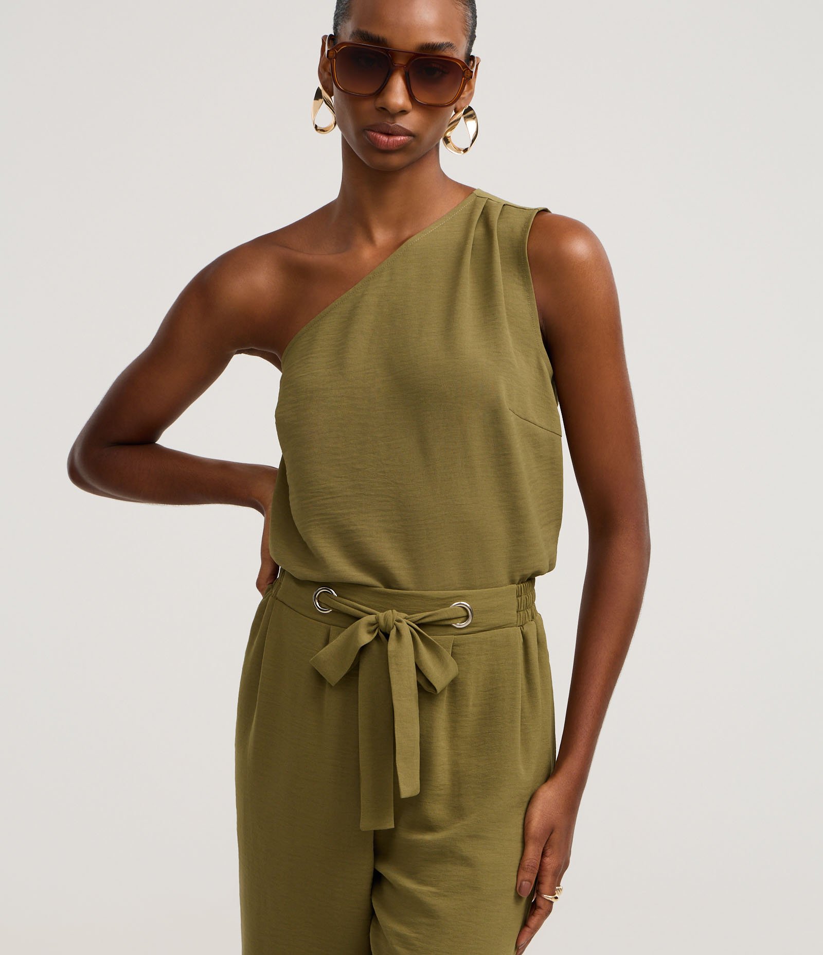 Blusa Ombro Só em Airflow com Franzido no Ombro Verde 1