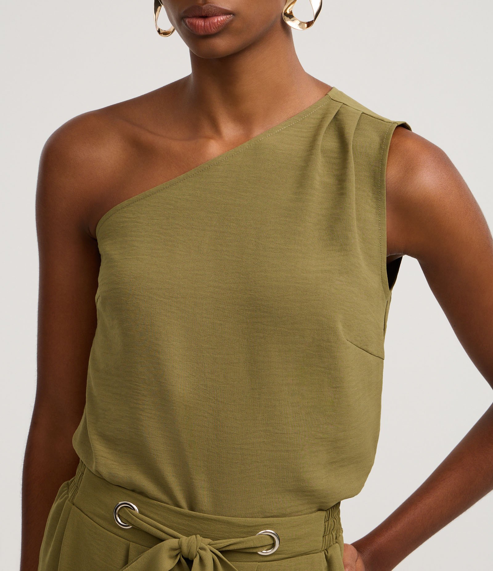 Blusa Ombro Só em Airflow com Franzido no Ombro Verde 4