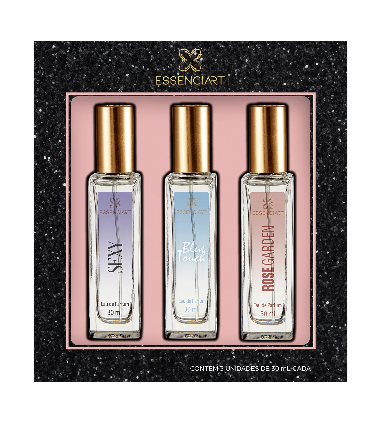 Kit Perfume Essenciart Feminino Blue Touch 30ml + Rose Garden 30ml + Sexy 30ml KIT 2