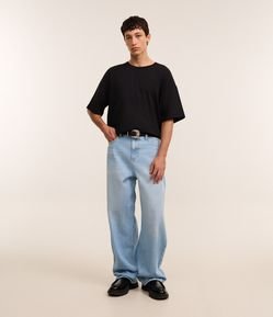 Calça Super Baggy em Jeans com Textura e Bolsos