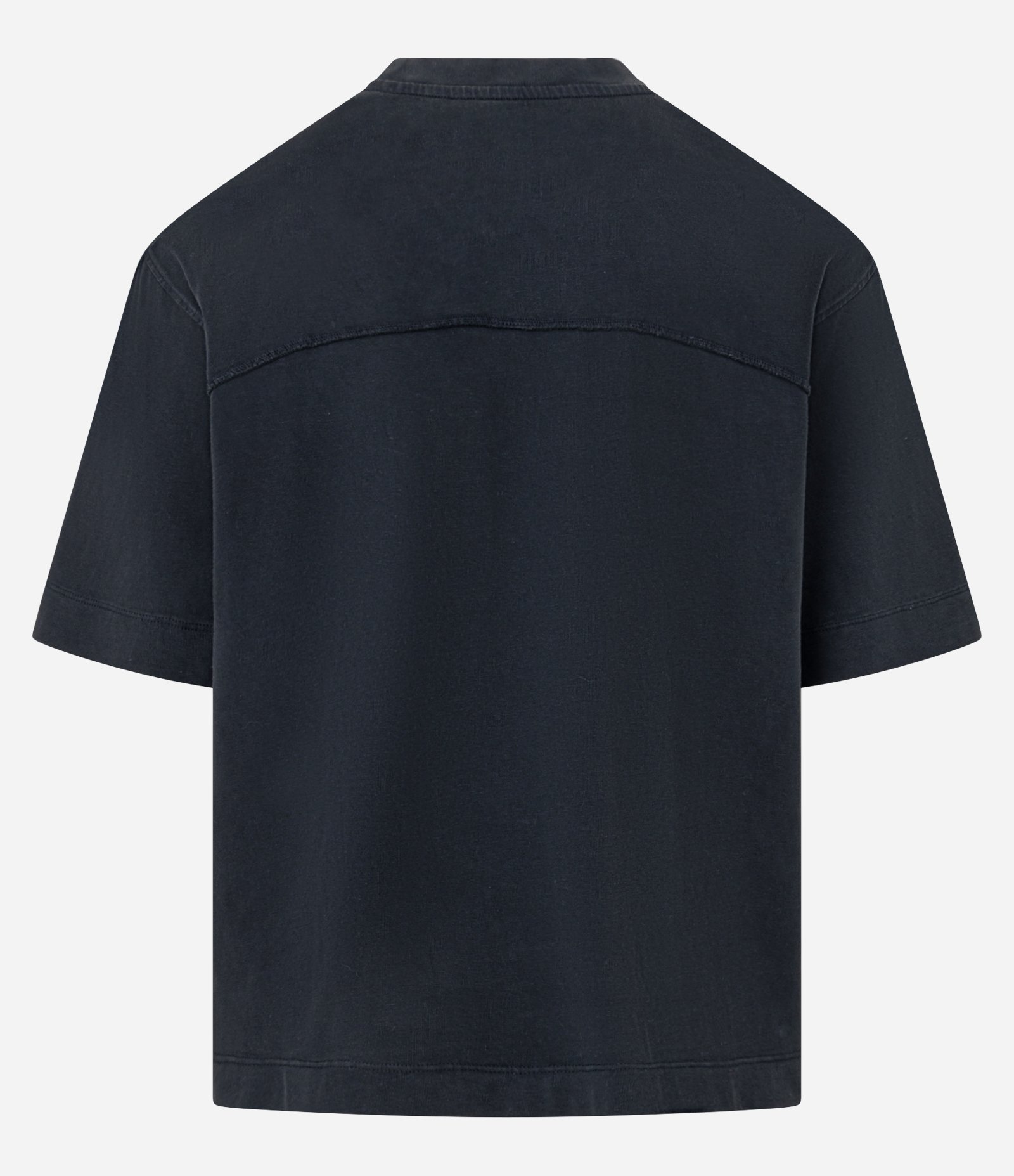 Camiseta Boxy em Algodão com Estampa Lettering e Listras em Recortes Preto 2