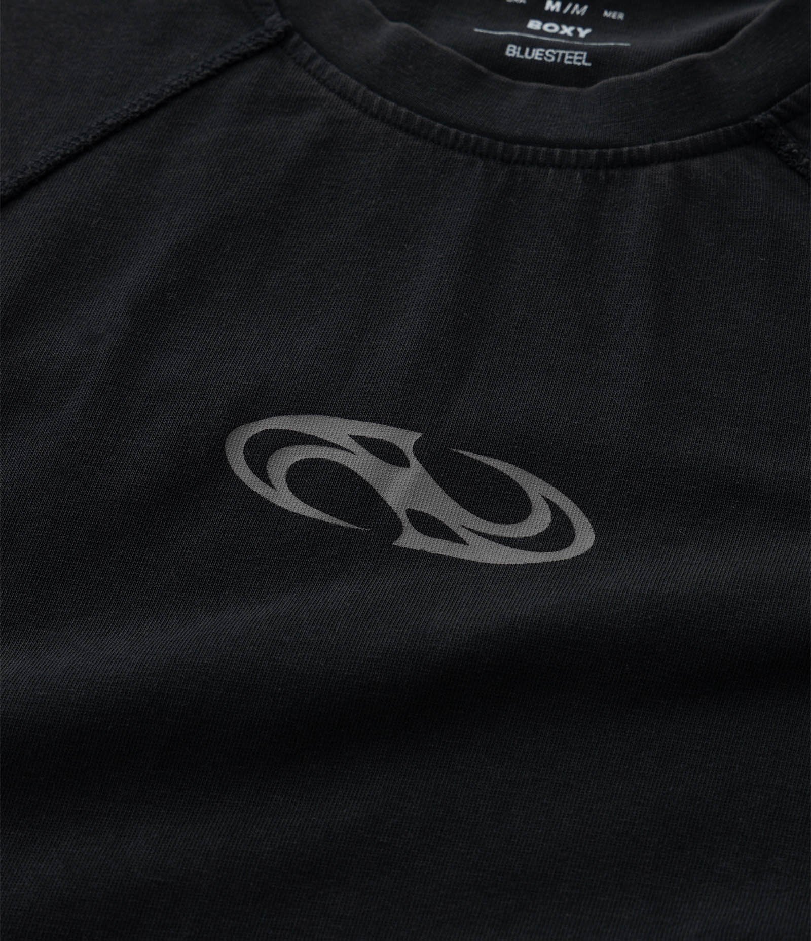 Camiseta Boxy em Algodão com Estampa Lettering e Listras em Recortes Preto 3