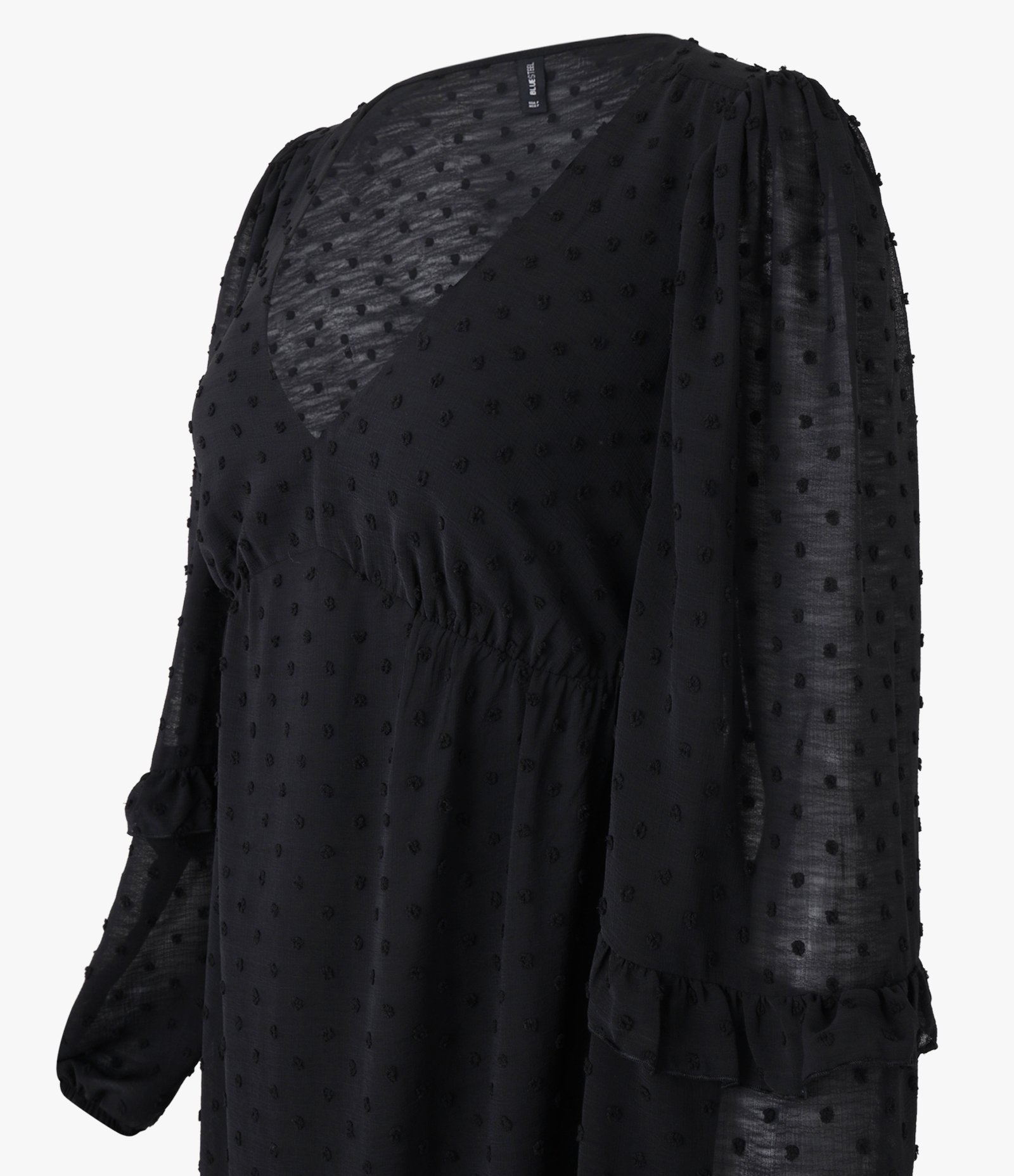 Vestido Long Midi em Crepe com Babado na Barra Preto 3