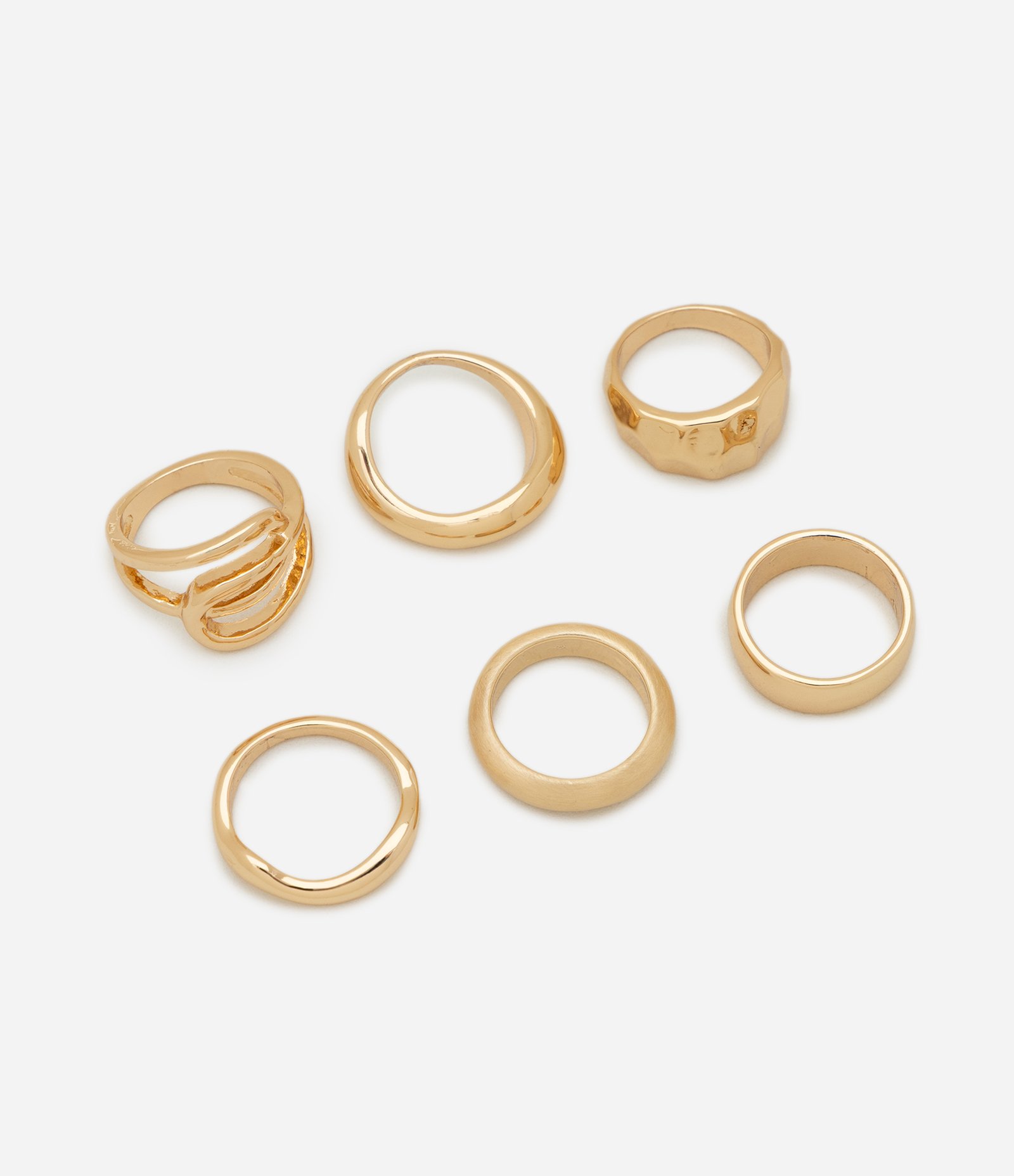 Kit 06 Anéis Diversos Dourado 1