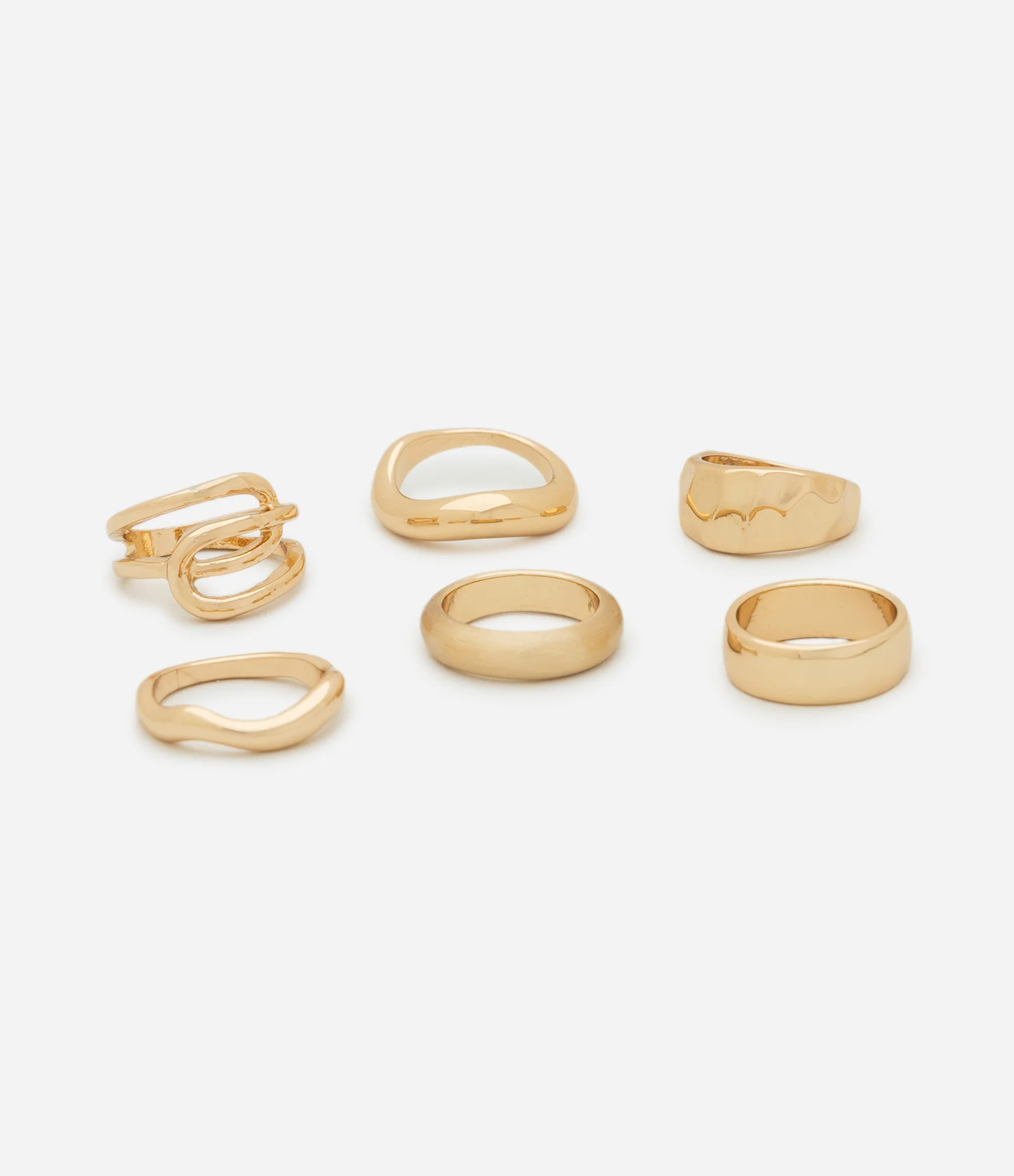 Kit 06 Anéis Diversos Dourado 2