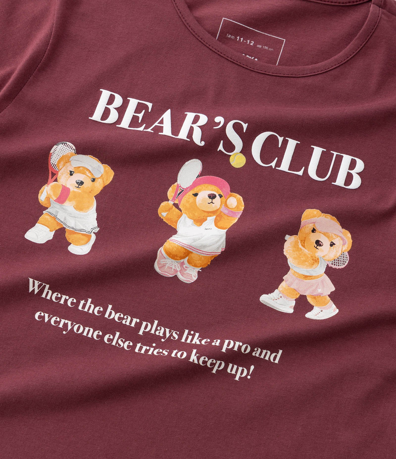 Camiseta Infantil com Estampa Ursinhas Tenistas - Tam 5 a 14 Anos Vermelho 4