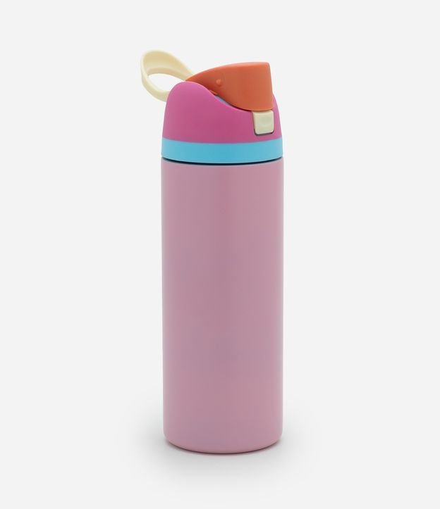 Garrafa Térmica em Metal com Tampa Colorida e Canudo 750 ml