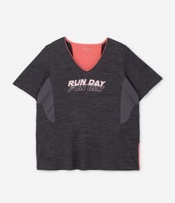 Camiseta Esportiva em Tecnologia Dry com Lettering Run Day Fun Day Curve & Plus Size