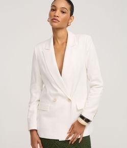 Blazer com Linho e Lapela na Gola