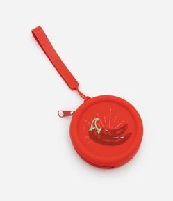 Nécessaire Porta Moedas em Silicone com Estampa Pimenta