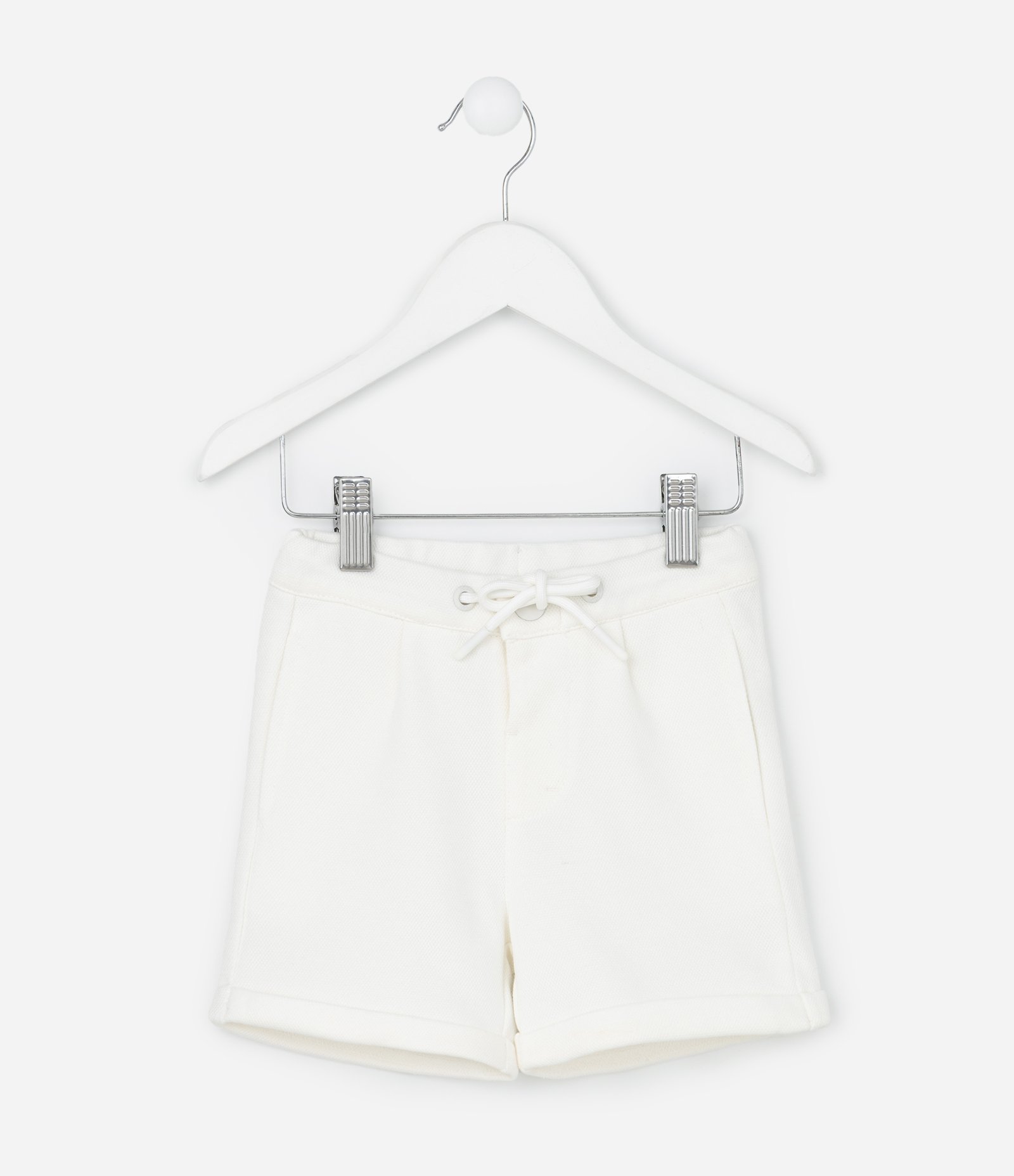 Bermuda Infantil em Piquet com Barra Dobrada - Tam 1 a 4 Anos Branco 2